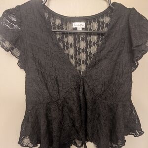 love, Fire Black Lace Blouse